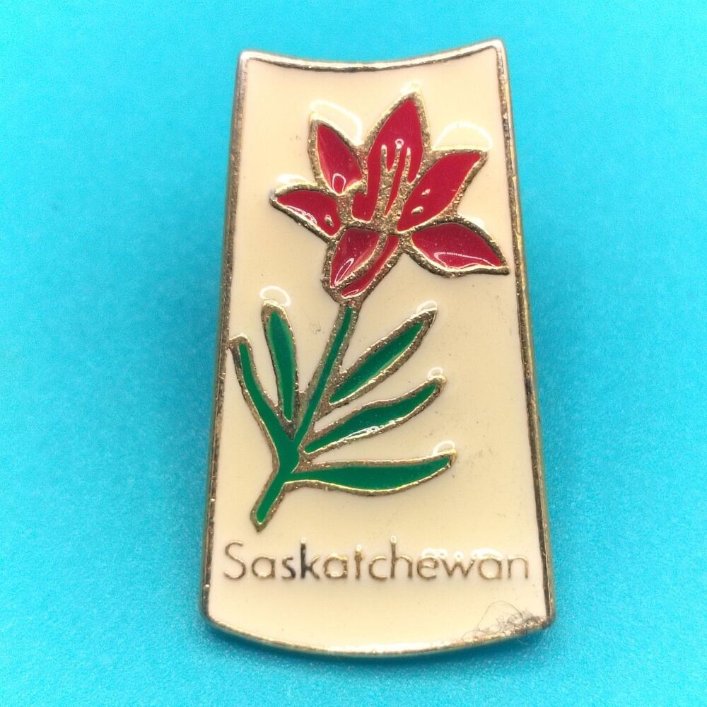 Saskatchewan Canada Western Red Lily Vintage Lapel Pin Prairie Lily Brooch